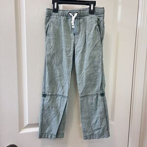 Mini Boden Green Pull-On Roll-Up Pants Elastic Waist Lightweight Boys Size 6
